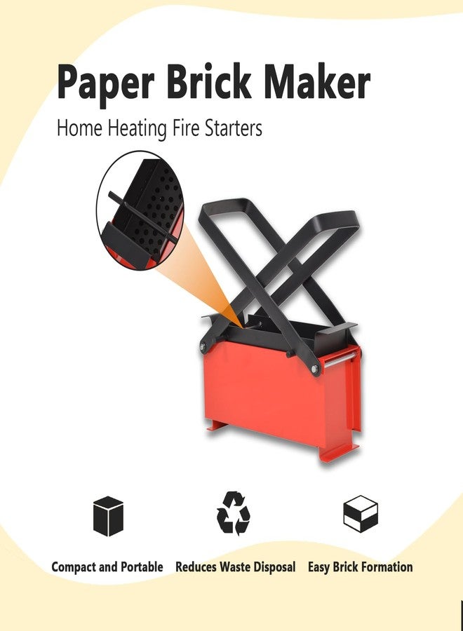 vidaXL Paper Log Briquette Maker Steel 34x14x14cm Black and Red Fireplace Tool - Image 3