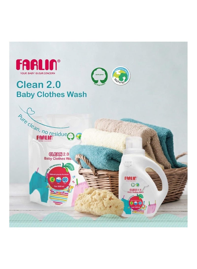 FARLIN Clean 2.0 Baby Clothes Wash With Natural Plants Eco-Friendly Cleansers - 800 ml  - Image 4