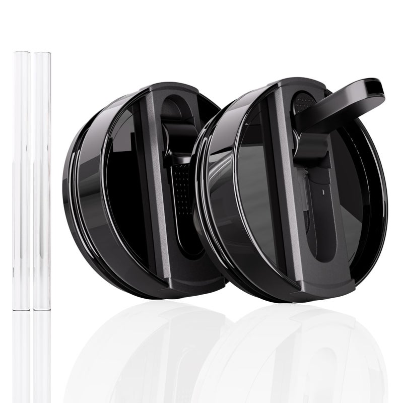 CeleVista 2 Pack Flip Straw Lid for Stanley 40 oz Quencher H2.0 & ProTour, Flip Straw Tumbler Lid for Stanley Cup, Leakproof, No Spill & Easy to Use Reusable Tumbler Cover (Black) - Image 1