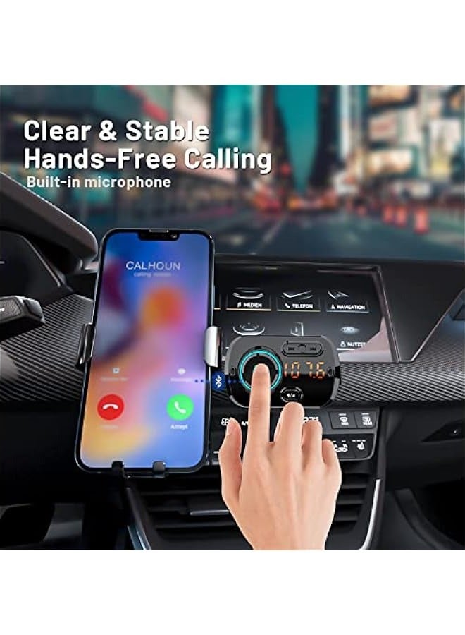 ANKOVO Wireless Car Bluetooth FM Transmitter: Hands-Free Call, Music Player, Dual USB Ports, TF Card/AUX Support - Image 5