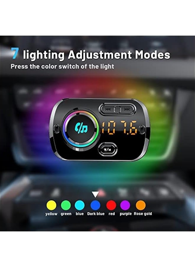 ANKOVO Wireless Car Bluetooth FM Transmitter: Hands-Free Call, Music Player, Dual USB Ports, TF Card/AUX Support - Image 3