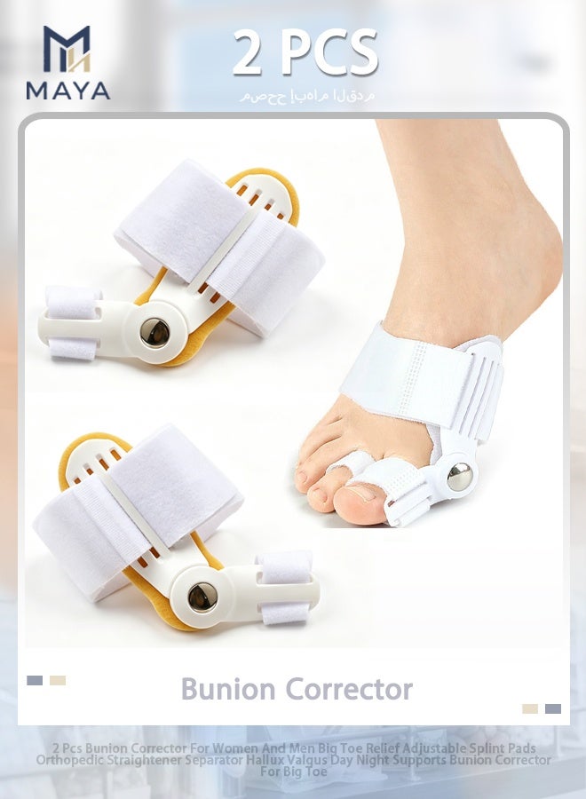Maya 2 Pcs Bunion Corrector For Women And Men Big Toe Relief Adjustable Splint Pads Orthopedic Straightener Separator Hallux Valgus Day Night Supports Bunion Corrector For Big Toe - Image 1