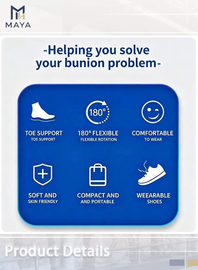 Maya 2 Pcs Bunion Corrector For Women And Men Big Toe Relief Adjustable Splint Pads Orthopedic Straightener Separator Hallux Valgus Day Night Supports Bunion Corrector For Big Toe - Image 3