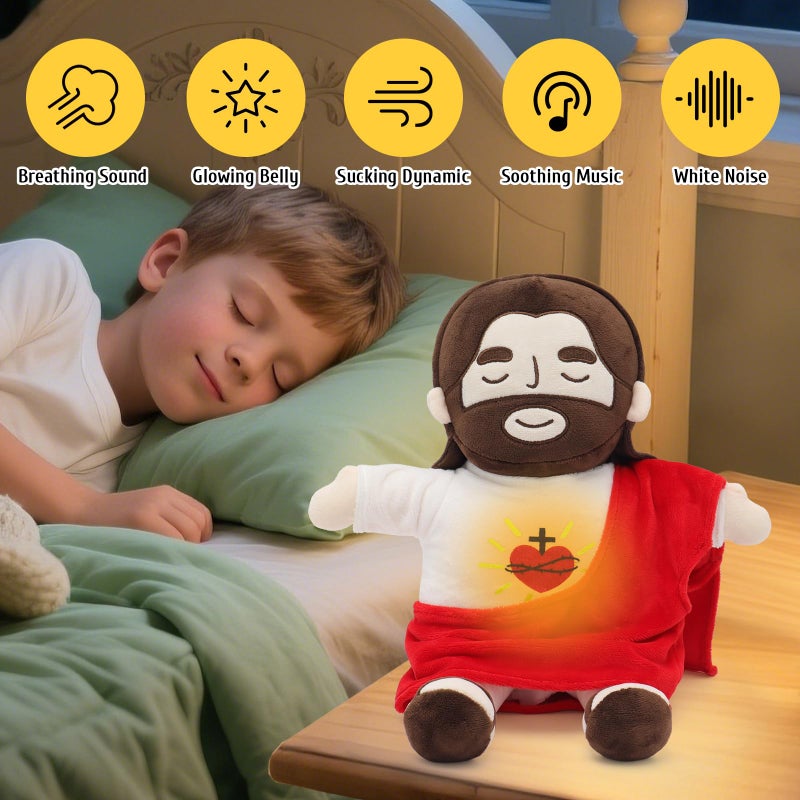 Yelakey Jesus Plush That Breathes, Jesus Stuffed Doll with Glow&Songs, Easter Toy Savior Doll for Church Sunday School Religious Easter Gift for Kids (Red) - Image 3