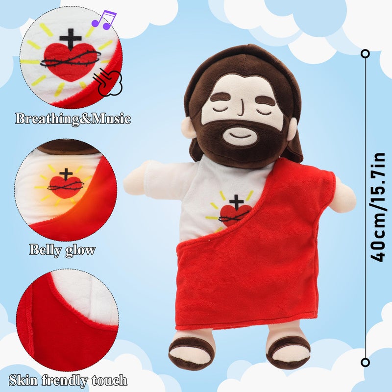 Yelakey Jesus Plush That Breathes, Jesus Stuffed Doll with Glow&Songs, Easter Toy Savior Doll for Church Sunday School Religious Easter Gift for Kids (Red) - Image 2