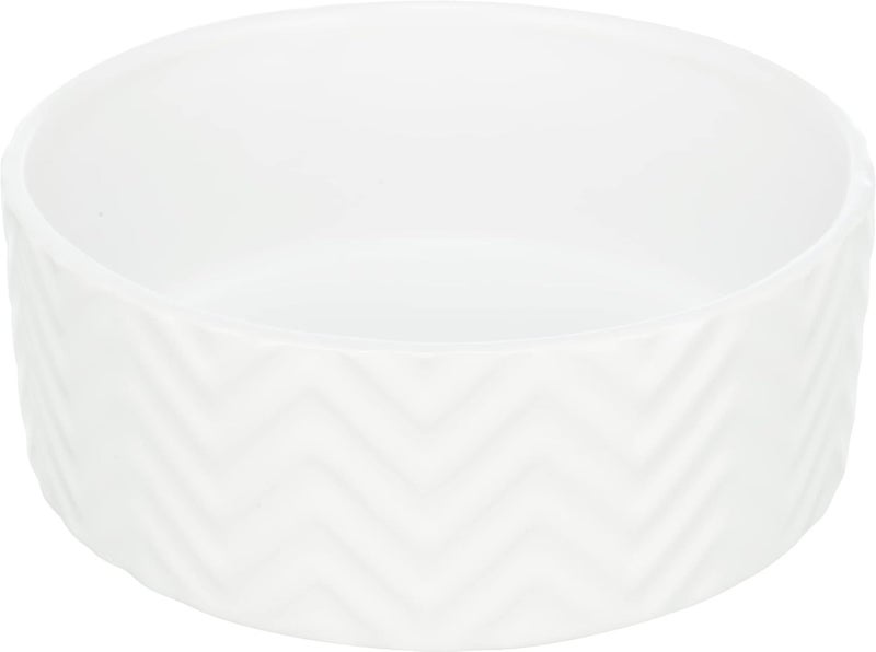Trixie Wavy Pattern Ceramic Dog Bowl - White 20cm - Image 1