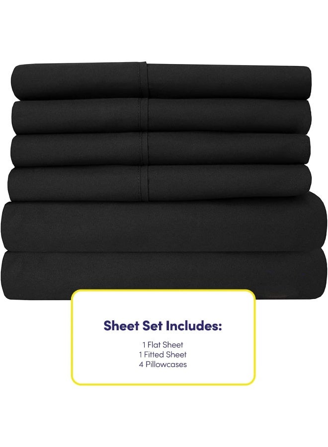 Sweet Home Collection King Size Bed Sheets  6 Piece 1500 Supreme Collection Fine Brushed Microfiber Deep Pocket King Sheet Set Bedding  2 Extra Pillow Cases Great Value King Black  - Image 2