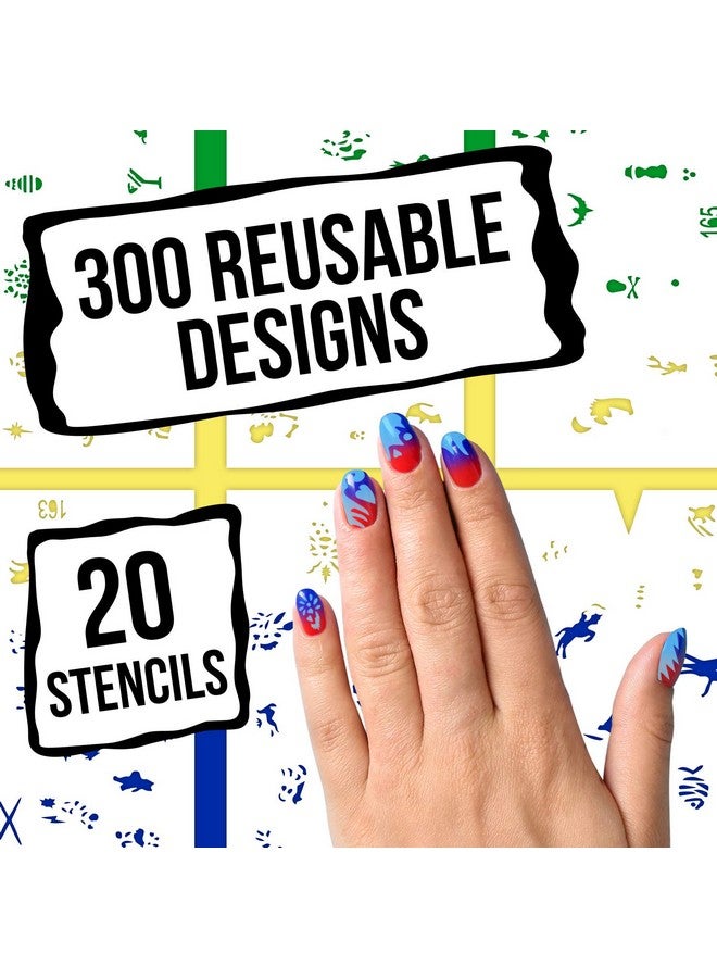 كاستم بودي آرت قوالب أظافر مخصصة لفن الجسم باستخدام مسدس الرش - مجموعة سلسلة التصميم رقم 9 تتضمن 20 قالب أظافر فردي مع 15 تصميمًا لكل منها بإجمالي 300 تصميم من السلسلة رقم 9 - Image 4