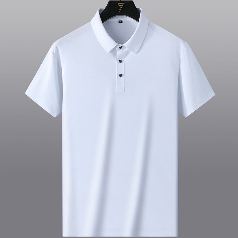 Men's Ice Silk Polo Shirt Short Sleeve Business Casual Wrinkle-Free Plus Size - Image 2