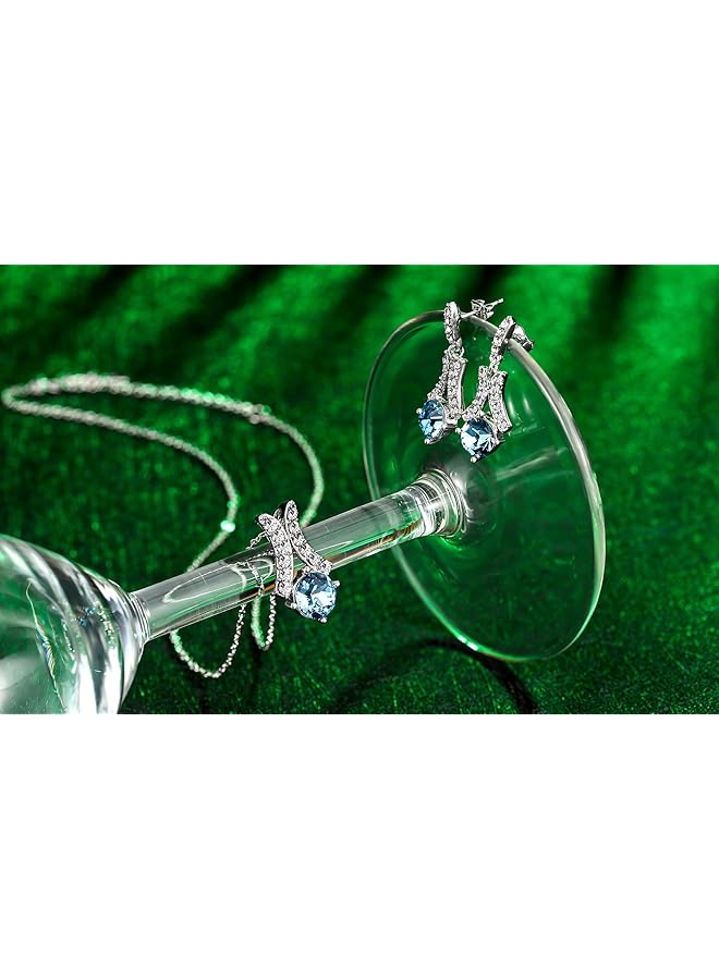 YELLOW CHIMES Crystals From Vivacious Blue Crystal Pendant Set For Women And Girls - Image 3