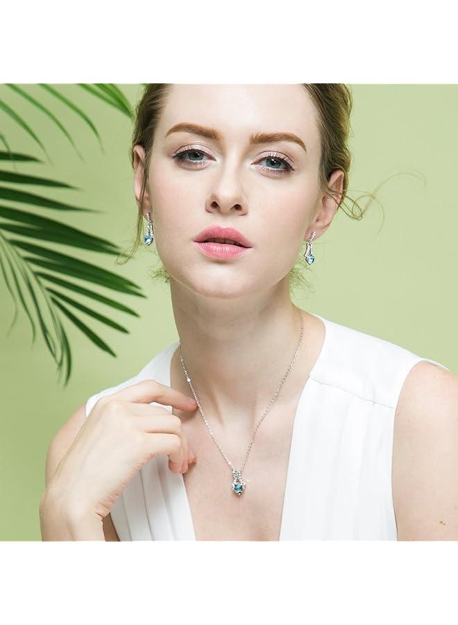 YELLOW CHIMES Crystals From Vivacious Blue Crystal Pendant Set For Women And Girls - Image 4