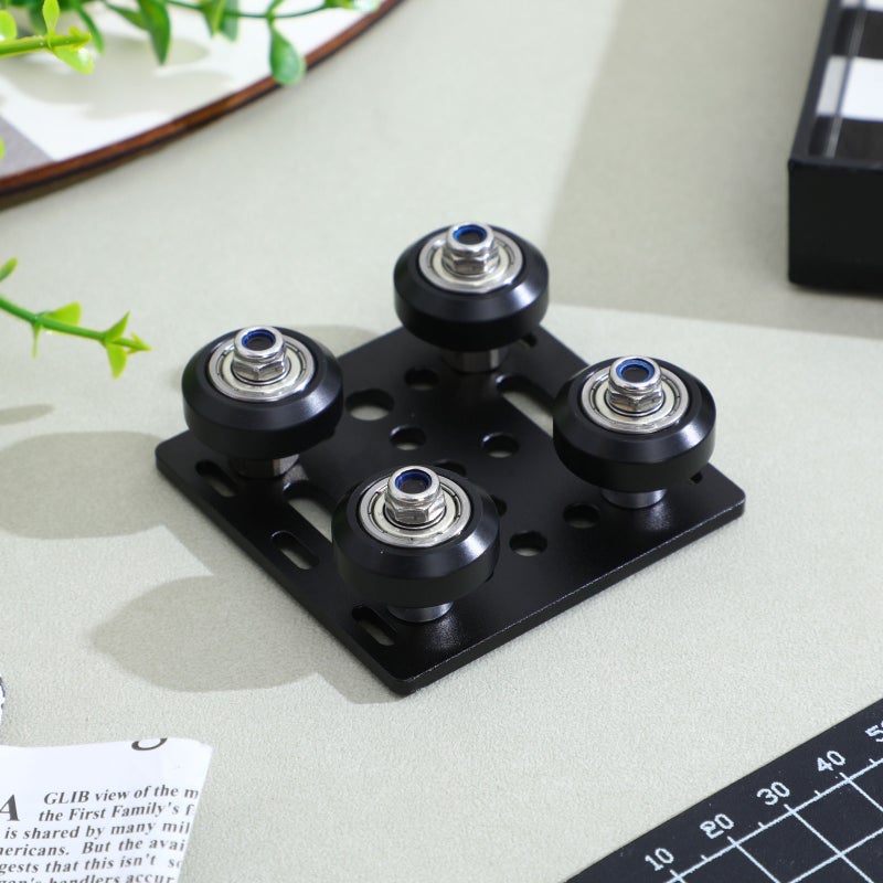 1 Set 3D Printer Parts European Standard V Gantry Plat Set Special Slide Plate Pulley for 2020 Aluminum Profiles Wheels with (Black) - Image 3