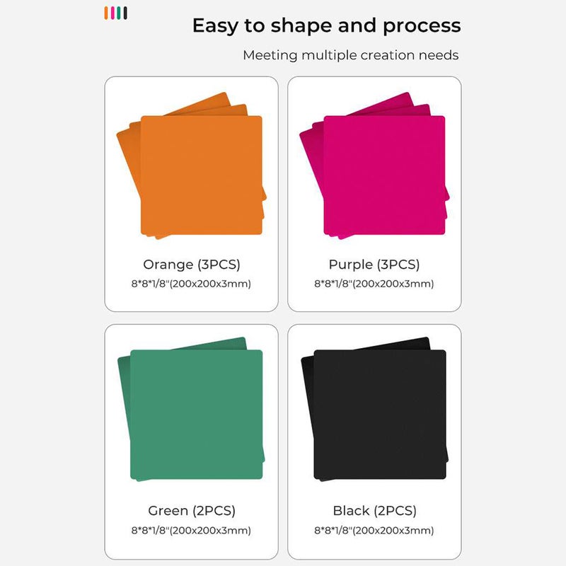 Creality 10pcs Colored Matte Acrylic Sheets 8x8inch 1/8 Thick Suitable for CO2 engravers and Falcon Series Falcon2/Falcon Pro Engraving Machine DIY Projects 3D Printing Models Crafts - Image 3