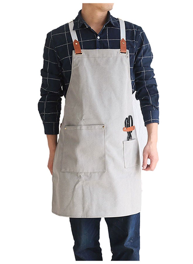 NIBEMINENT Apron With Adjustment Strap And Two Pockets Grey 64x76cm - Image 1