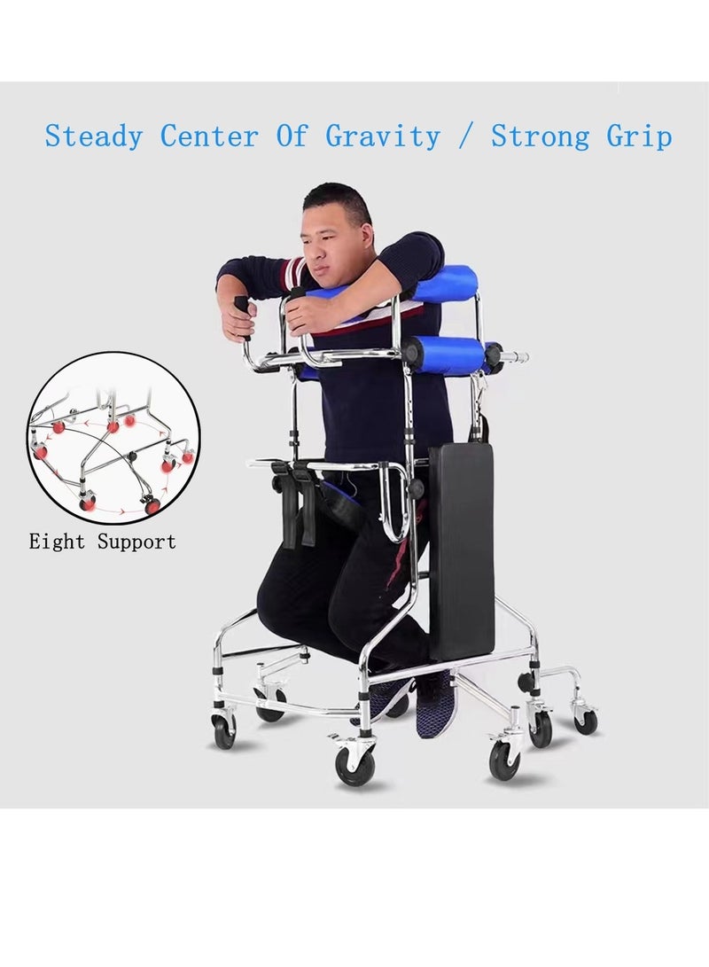 Cool Baby COOLBABY Walker For The Elderly.8-Wheel Walker. With Handbrake And Seat Cushion.Adjustable Height And Width. Anti-Rollover And Anti-Backflip. Lower Limb Auxiliary Training Walker - Image 2
