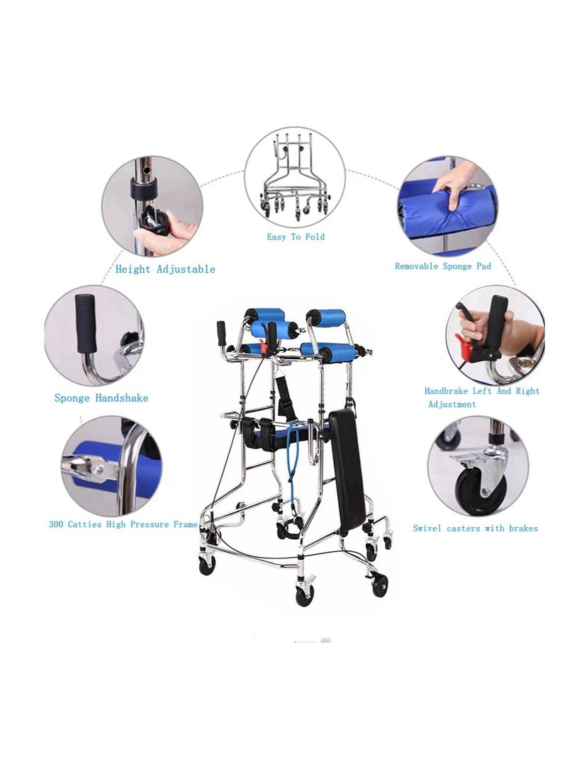 Cool Baby COOLBABY Walker For The Elderly.8-Wheel Walker. With Handbrake And Seat Cushion.Adjustable Height And Width. Anti-Rollover And Anti-Backflip. Lower Limb Auxiliary Training Walker - Image 5