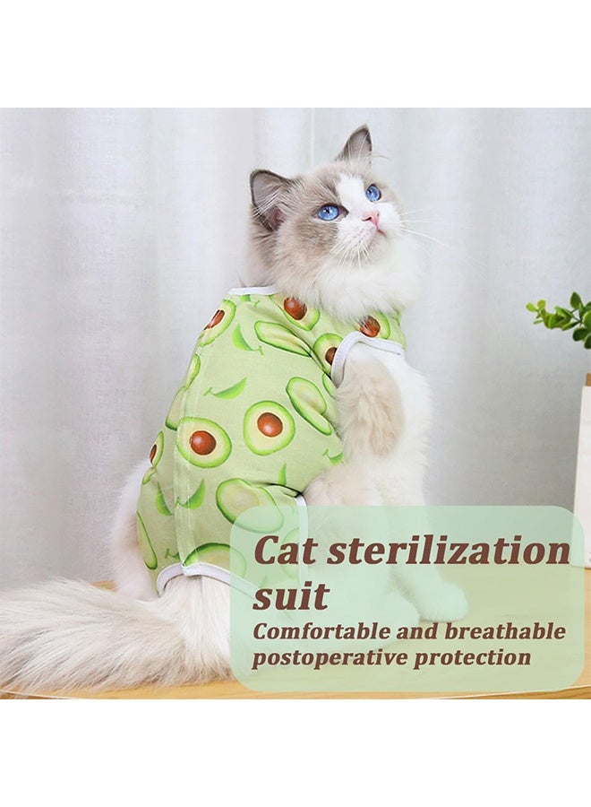 بدلة تعقيم قطط بعد الجراحة، بدلة تعقيم قطط قابلة للتنفس لجروح البطن وأمراض الجلد، طوق إلكتروني بديل (أخضر، كبير) - Image 2