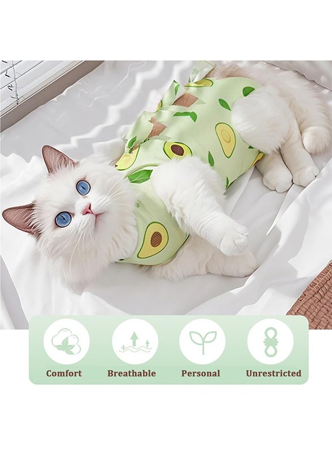 بدلة تعقيم قطط بعد الجراحة، بدلة تعقيم قطط قابلة للتنفس لجروح البطن وأمراض الجلد، طوق إلكتروني بديل (أخضر، كبير) - Image 4