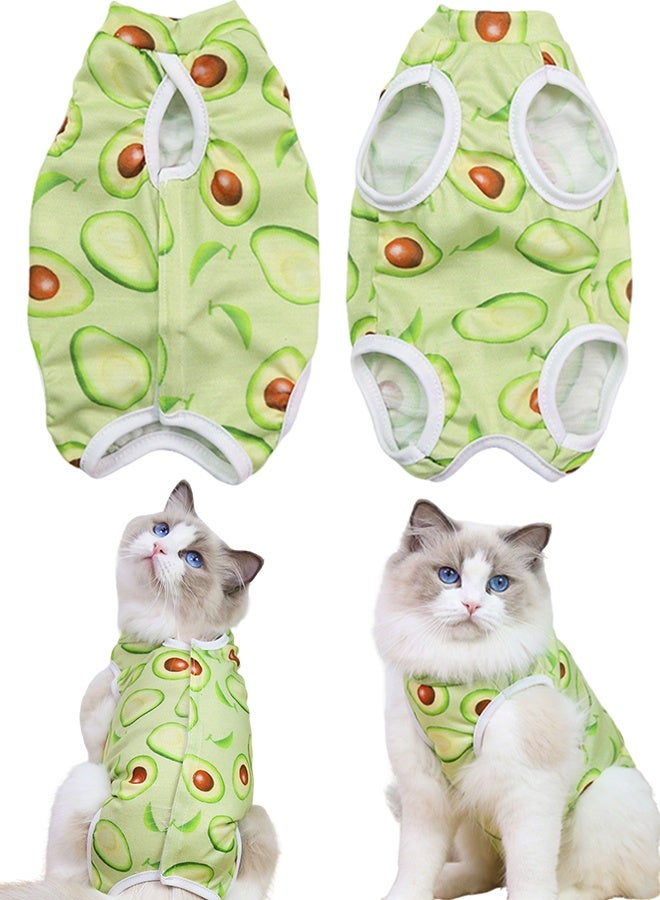 بدلة تعقيم قطط بعد الجراحة، بدلة تعقيم قطط قابلة للتنفس لجروح البطن وأمراض الجلد، طوق إلكتروني بديل (أخضر، كبير) - Image 1