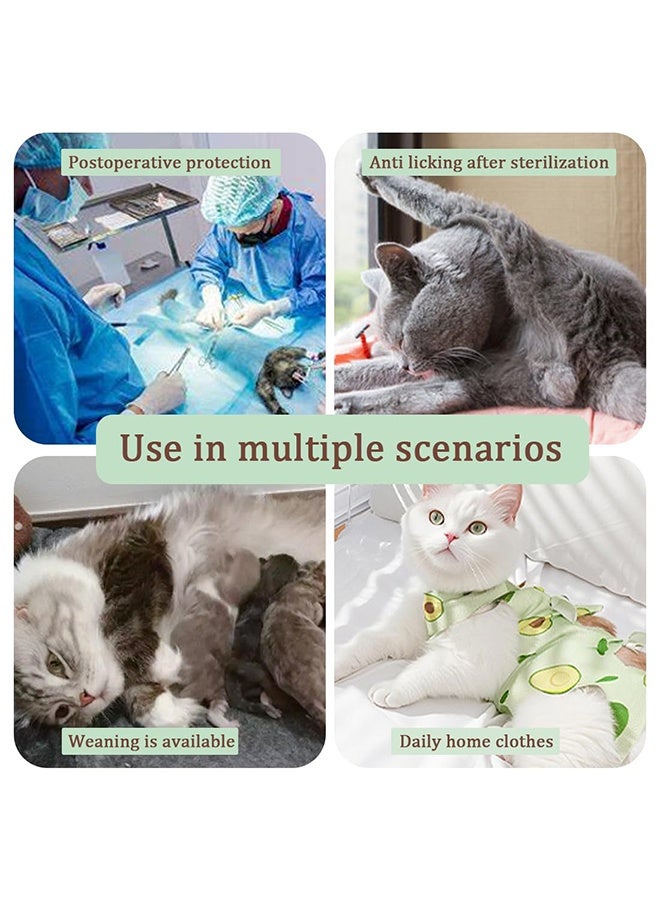بدلة تعقيم قطط بعد الجراحة، بدلة تعقيم قطط قابلة للتنفس لجروح البطن وأمراض الجلد، طوق إلكتروني بديل (أخضر، كبير) - Image 5
