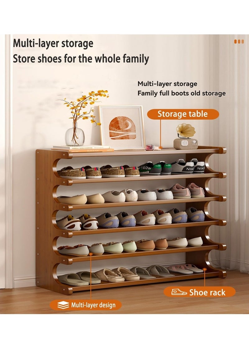 شو وو منظم أحذية من قطعة واحدة، رفوف تخزين أحذية خشبية قابلة للتكديس، تخزين متعدد الطبقات، تخزين مريح، رف أحذية قائم بذاته للمدخل، الخزانة، الرواق، رف أحذية متعدد الوظائف للباب الأمامي - Image 3