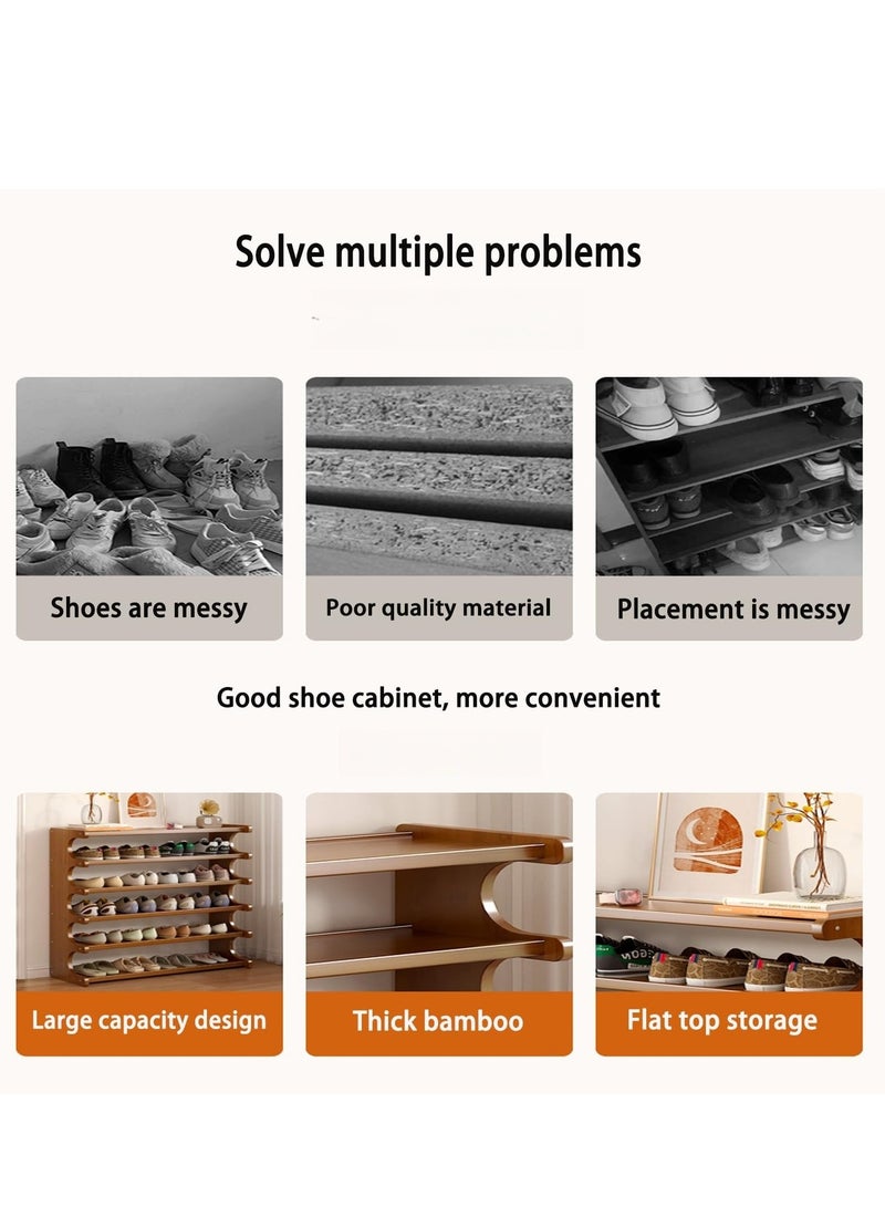 شو وو منظم أحذية من قطعة واحدة، رفوف تخزين أحذية خشبية قابلة للتكديس، تخزين متعدد الطبقات، تخزين مريح، رف أحذية قائم بذاته للمدخل، الخزانة، الرواق، رف أحذية متعدد الوظائف للباب الأمامي - Image 5