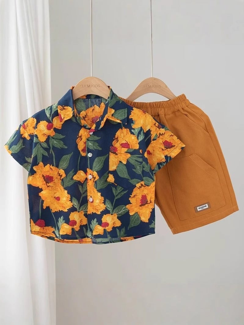 Children's Summer Shirt Children's 2025 Summer New Short-sleeved Children's Wear Duffy Handsome Men's Children's Wear Vacation Fashion in Hong Kong - Image 2