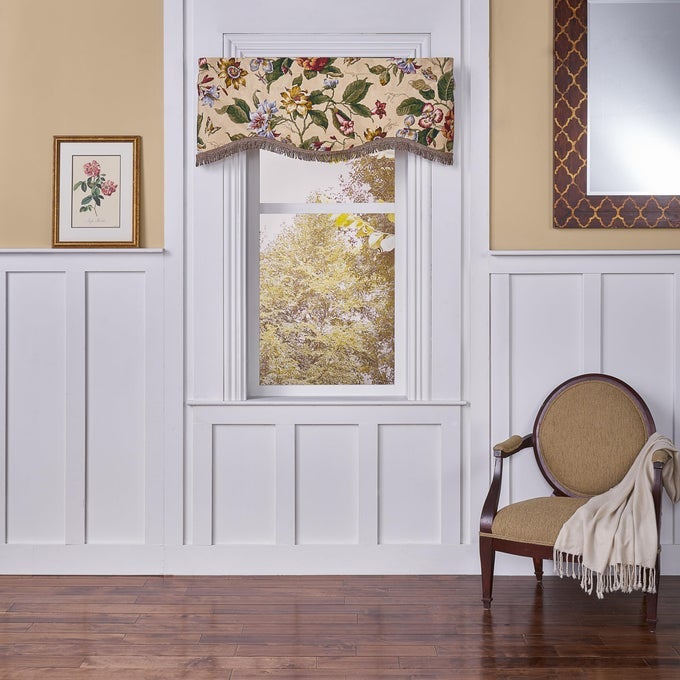 Laurel Springs Modern Farmhouse Floral Rod Pocket Valance for Windows in Bedroom Kitchen or Living Room 50 x 15 Parchment