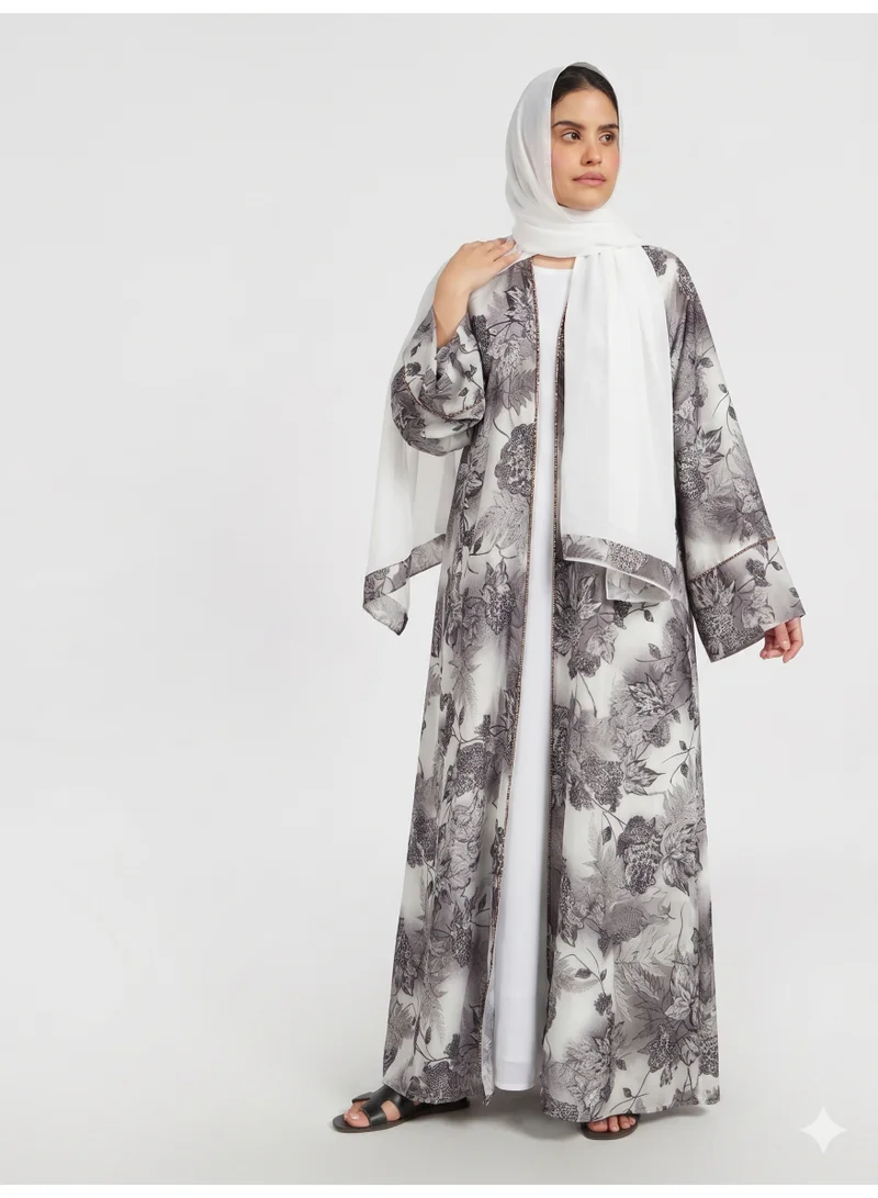 عباءات ريم All Over Print Abaya with Inner Dress & Matching Sheila