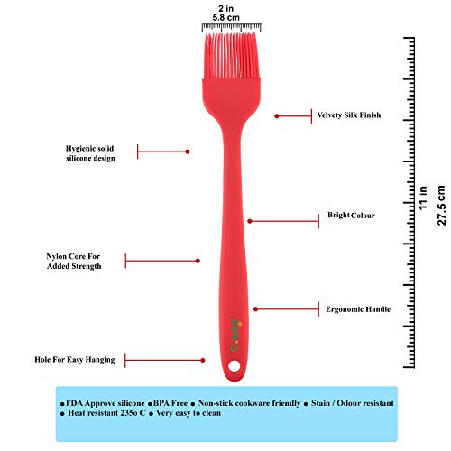 Clazkit - YH670 Silicone Steel Basting Brush, Red - Image 2