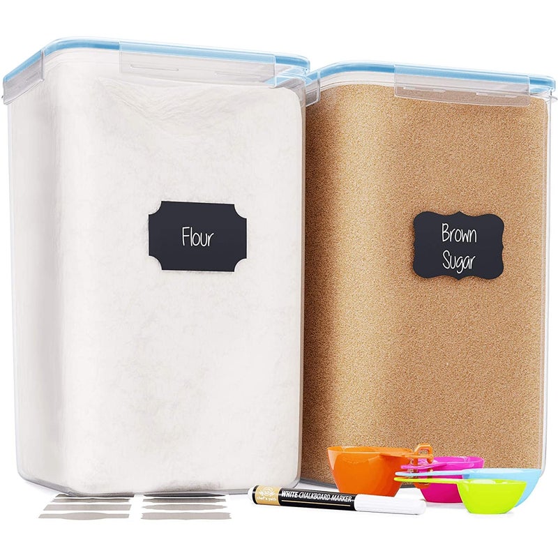 Chef's Path Extra Large Airtight Flour and Sugar Storage Containers with Lids, Set of 2, 6.5L Pantry Canisters for Bulk Flour and Sugar Storage - Transparent - Image 1