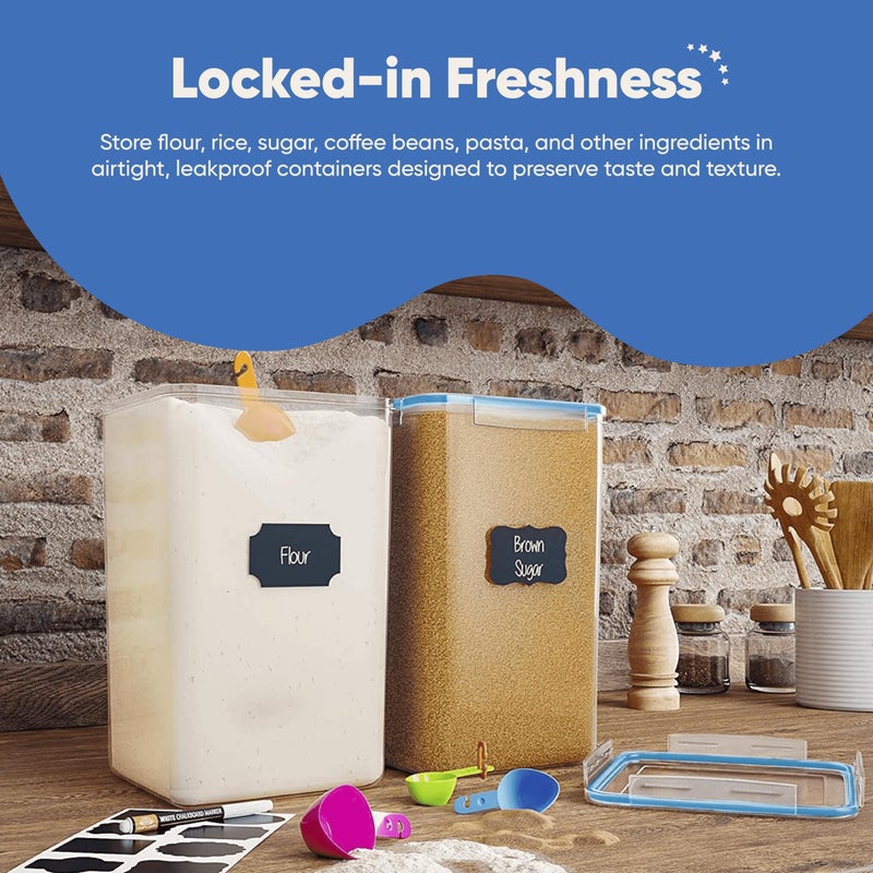 Chef's Path Extra Large Airtight Flour and Sugar Storage Containers with Lids, Set of 2, 6.5L Pantry Canisters for Bulk Flour and Sugar Storage - Transparent - Image 3