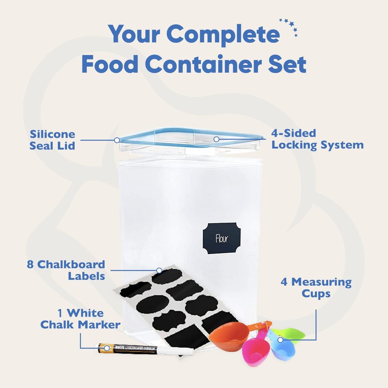 Chef's Path Extra Large Airtight Flour and Sugar Storage Containers with Lids, Set of 2, 6.5L Pantry Canisters for Bulk Flour and Sugar Storage - Transparent - Image 2
