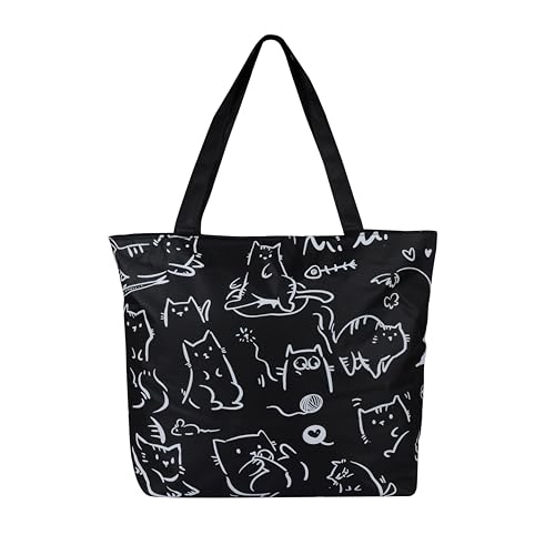 BAGILO Large Capacity Shoulder Bag Shoulder Tote Bag for Women, Cloth Bags for Women, Travel Pouch Canvas Bag Lovely Design Travel Size (Black) - Image 1