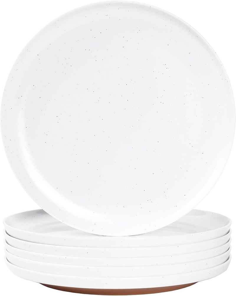 Webbylee 1025 Melamine Dinner Plates Set of 6  Durable Serving Dishes Perfect for Kitchen Outdoor Use Dishwasher SafeScratch ResistantWhite  Brown - Image 1