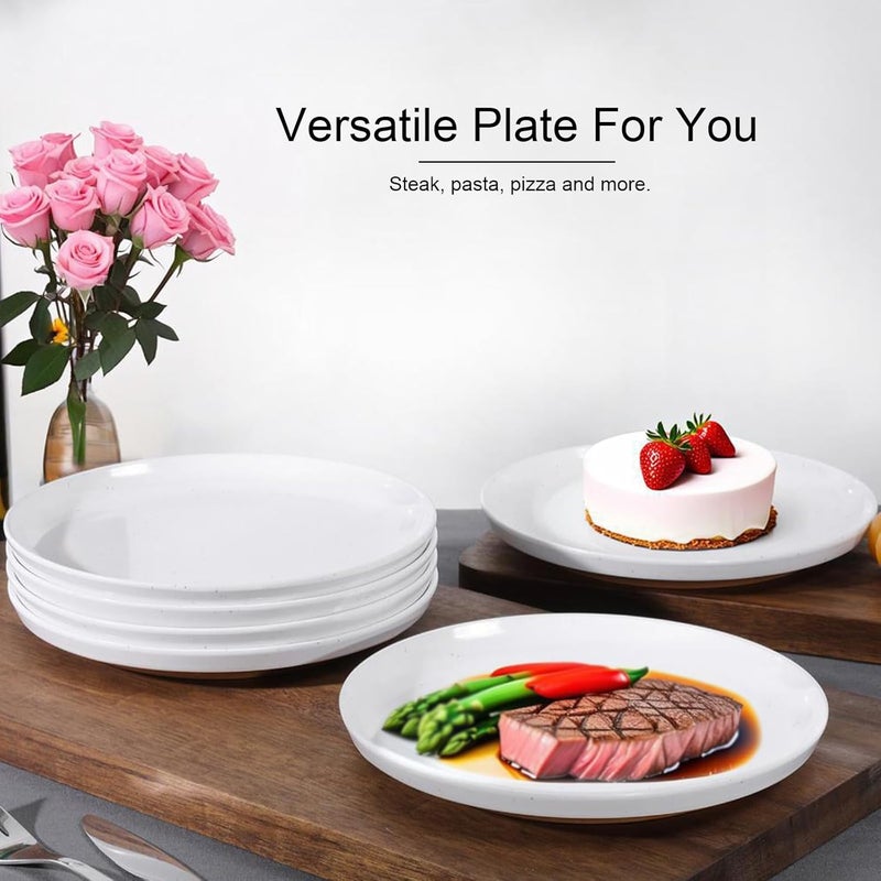 Webbylee 1025 Melamine Dinner Plates Set of 6  Durable Serving Dishes Perfect for Kitchen Outdoor Use Dishwasher SafeScratch ResistantWhite  Brown - Image 5