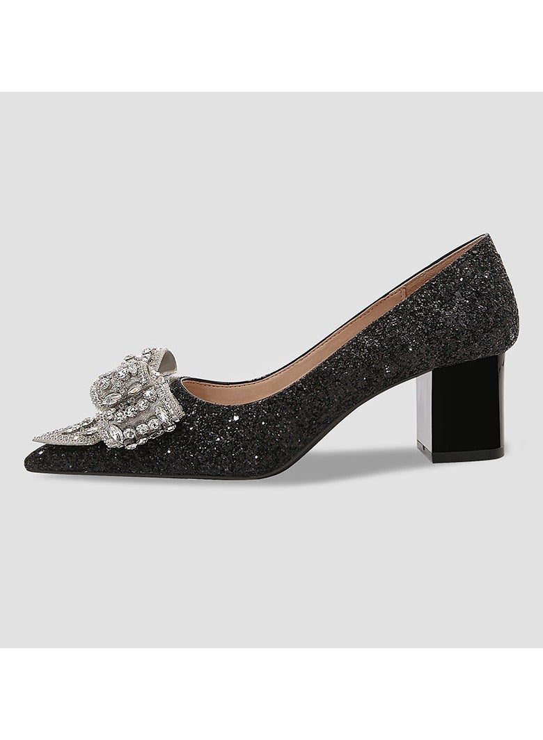 Shougu Single Shoe Women's Thick Heel Versatile Shoes 