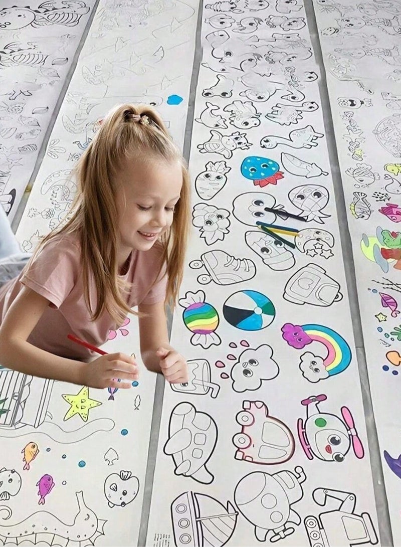 Creative Doodle & Coloring Roll for Kids – 300/600CM Expandable Graffiti Paper with Various Themes (Princess, Dinosaur, Transportation) – Ideal for Developing Creativity & Motor Skills – Watercolor Compatible – Perfect Gift for Holidays, Christmas, Halloween & New Year  - Image 2