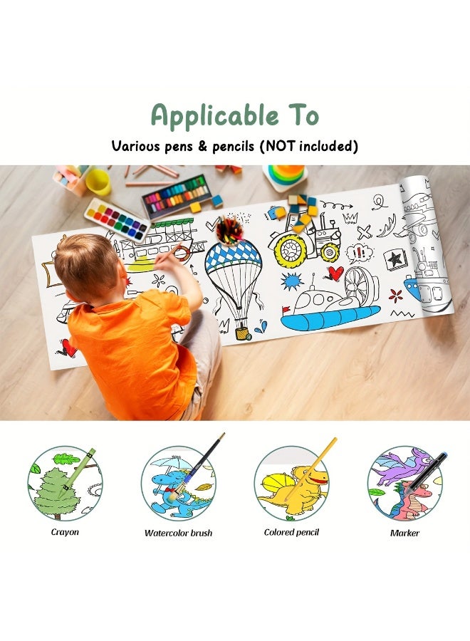 Creative Doodle & Coloring Roll for Kids – 300/600CM Expandable Graffiti Paper with Various Themes (Princess, Dinosaur, Transportation) – Ideal for Developing Creativity & Motor Skills – Watercolor Compatible – Perfect Gift for Holidays, Christmas, Halloween & New Year  - Image 3