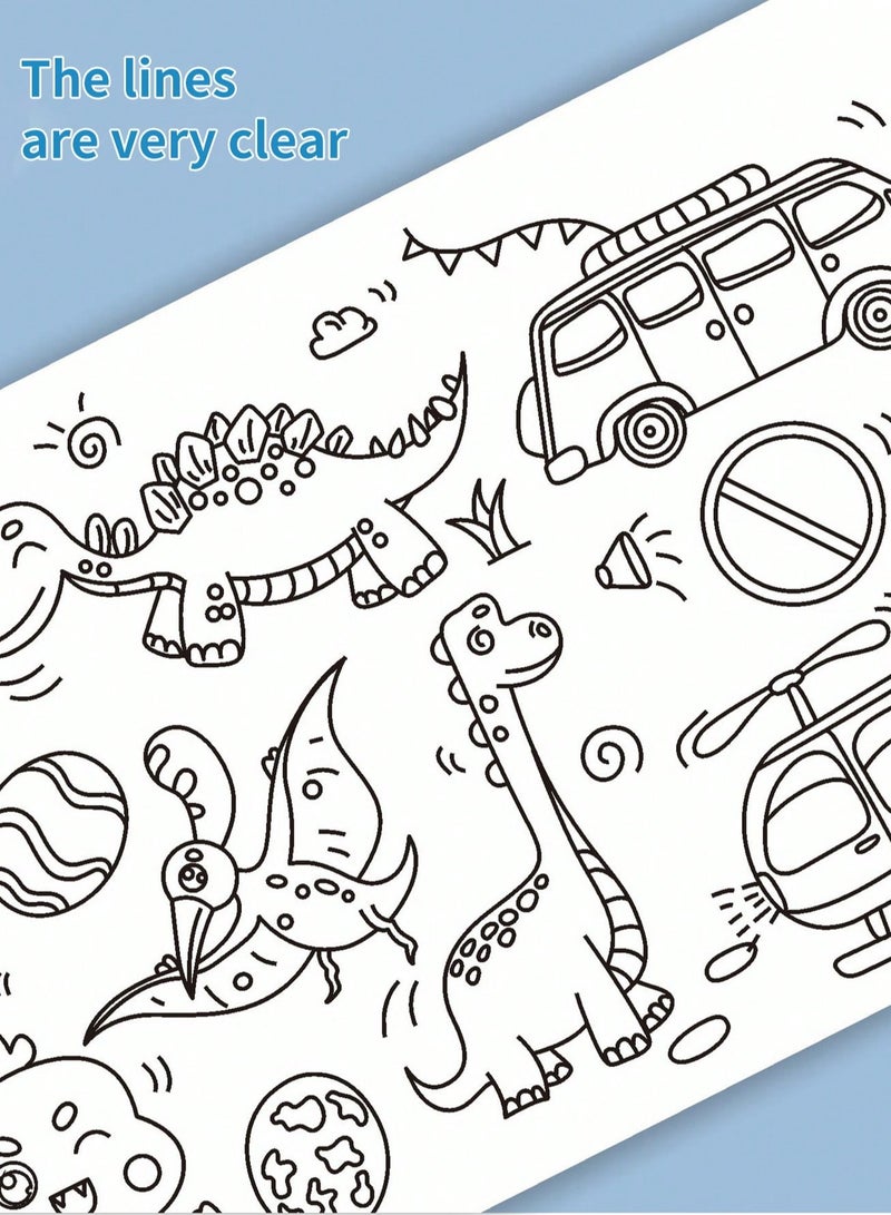 Creative Doodle & Coloring Roll for Kids – 300/600CM Expandable Graffiti Paper with Various Themes (Princess, Dinosaur, Transportation) – Ideal for Developing Creativity & Motor Skills – Watercolor Compatible – Perfect Gift for Holidays, Christmas, Halloween & New Year  - Image 5