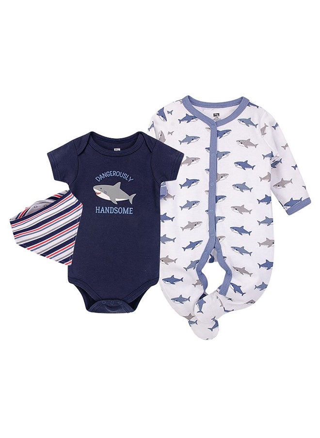hudson baby Baby Layette Set 3 Piece Sharks, 3 - 6 Months  - Image 1