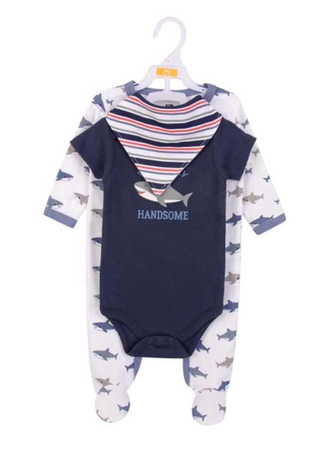 hudson baby Baby Layette Set 3 Piece Sharks, 3 - 6 Months  - Image 2