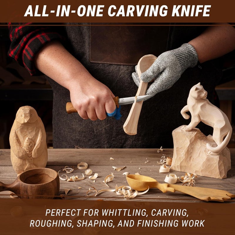 BeaverCraft Wood Carving Knife C4 3.14" Whittling Sloyd Knife for Roughing - Spoon Carving Tools for Beginner to Pro Carver - Whittling Knives for Woodworking - Image 3
