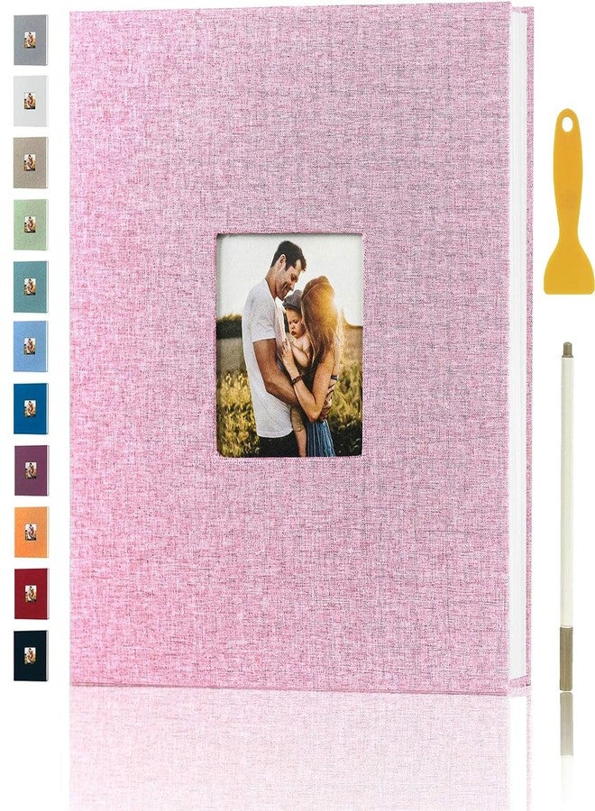 Aenbuslm Photo Album Self Adhesive Pages for 4x6 5x7 8x10 Pictures Magnetic Scrapbook Photo Albums with Sticky Pages Books with A Metallic Pen for Baby Wedding Family 11x10.6 Pink 40 Pages - Image 1