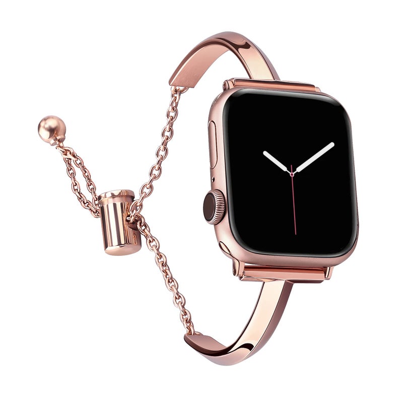 PlusRoc Stainless Steel Band Compatible with Apple Watch Band 38mm 40mm 41mm 42mm(Series 10) iWatch SE Series 10 9 8 7 6 5 4 3 2 1, Slim Versatile Bangle Bracelet for Women, Copper - Image 1