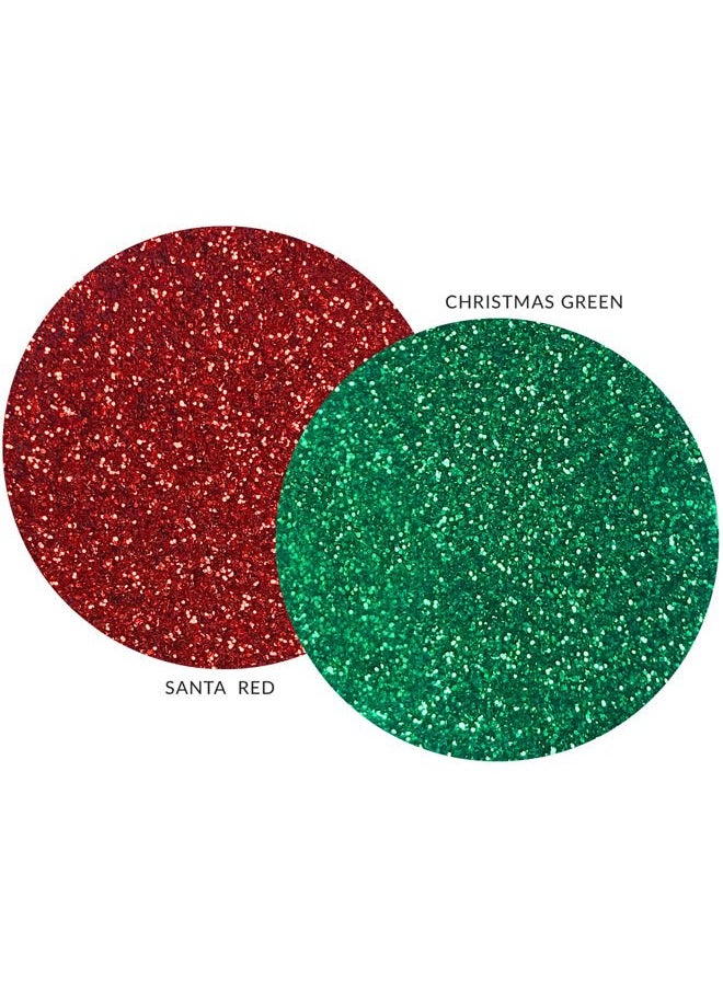 MARBLERS Cosmetic Grade Fine Glitter Duo [Santa Red & Christmas Green] 0.36oz (10g) | Non-Toxic | Vegan | Cruelty-Free | Eyeshadow, Nail Polish, Nail Art | Festival, Rave & Party Makeup | Body & Face  - Image 2
