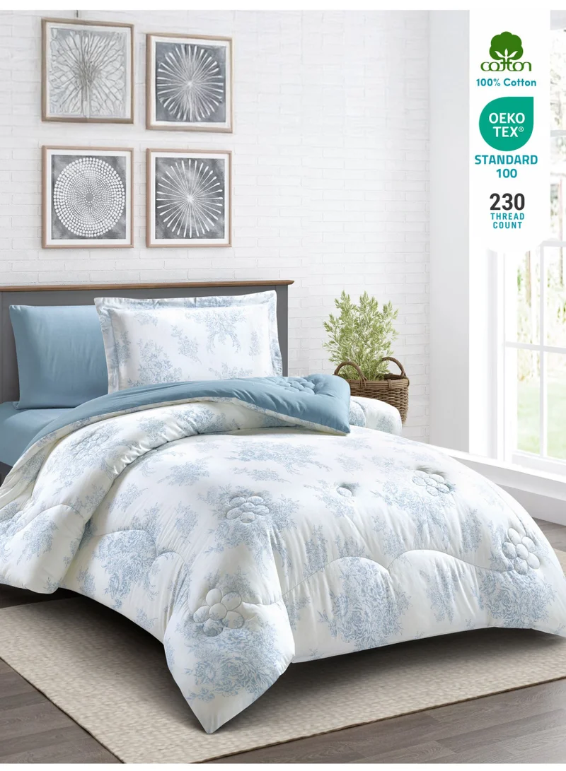 دوناتيلا طقم مفرش ناتشورال كولكشن مشجر 4 قطع مقاس مفرد ونص 140×200 قطن طبيعي 230 غرزة