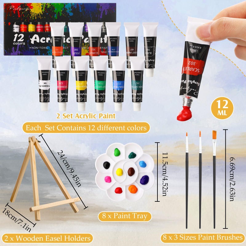 Cholemy 36 Pcs Paint and Sip Kit for Adults 8''x10'' Pre Drawn Canvas for Painting DIY Afro Acrylic Painting Kit Wood Easel Brushes Date Night Bulk for Easter Party Gifts(Flowers Woman) - Image 2
