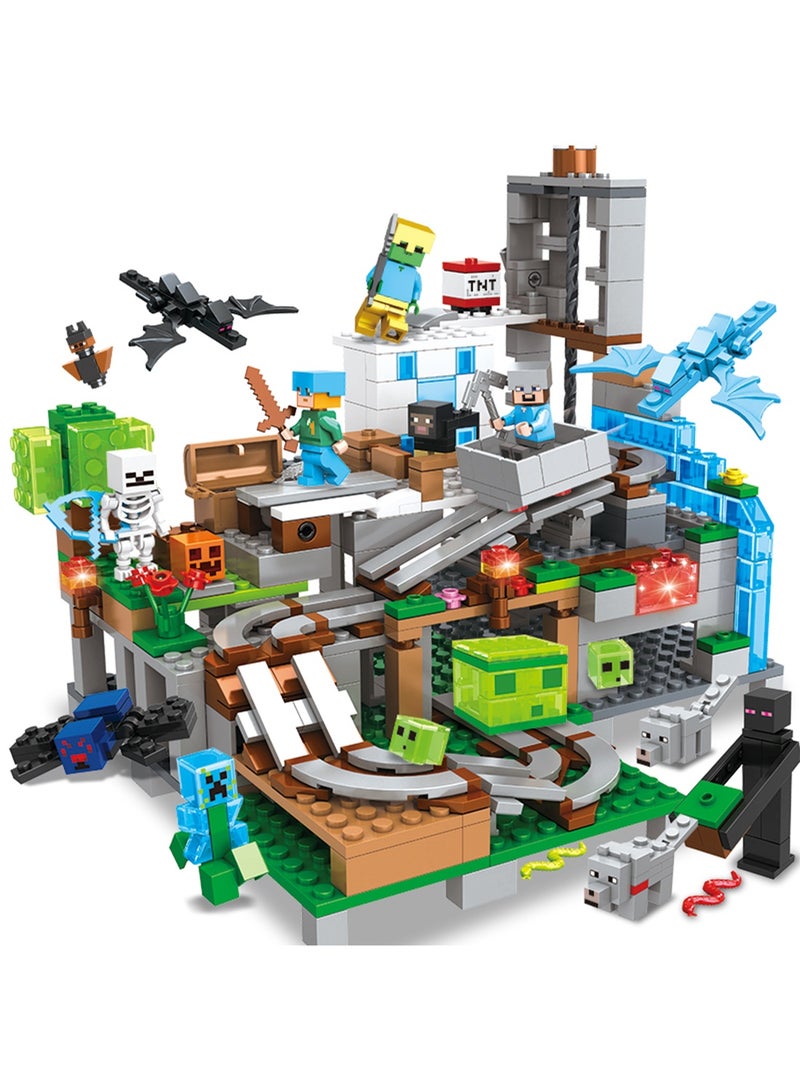 MINECRAFT Minecraft Game Blocks,Mechanism cave building block set with Children's Educational Game Accessories, Miniature World Building Toys Cube Construction, Puzzle Building Block Family Par - Image 4