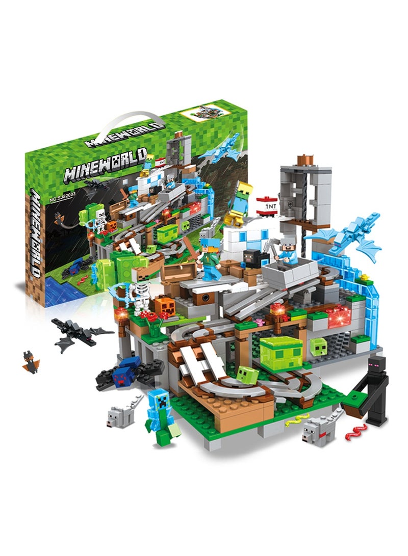 MINECRAFT Minecraft Game Blocks,Mechanism cave building block set with Children's Educational Game Accessories, Miniature World Building Toys Cube Construction, Puzzle Building Block Family Par - Image 1